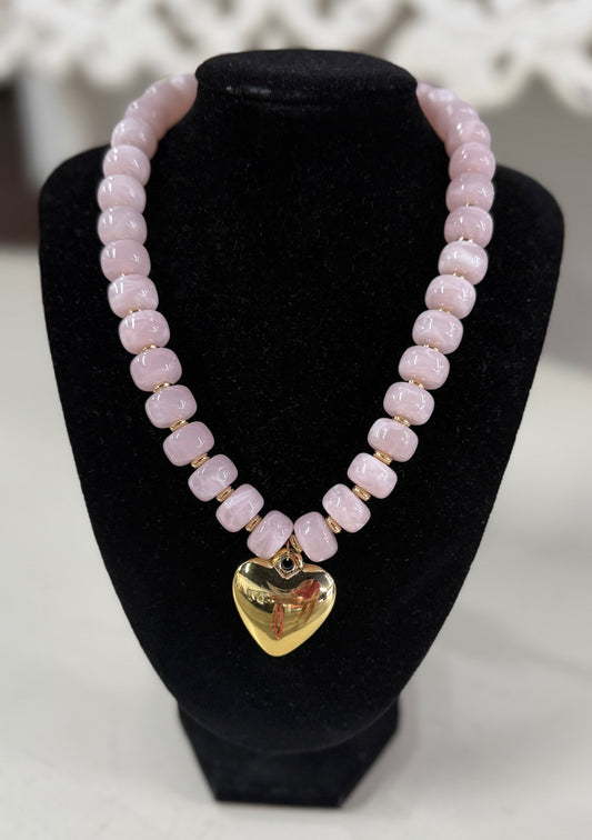 Light Pink Chunky Beaded Necklace