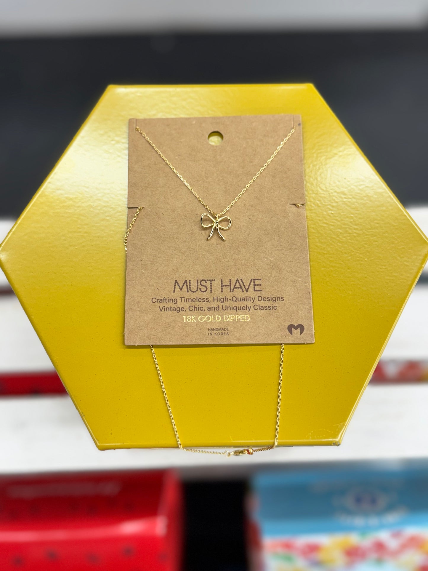Gold Ribbon Bow Necklace