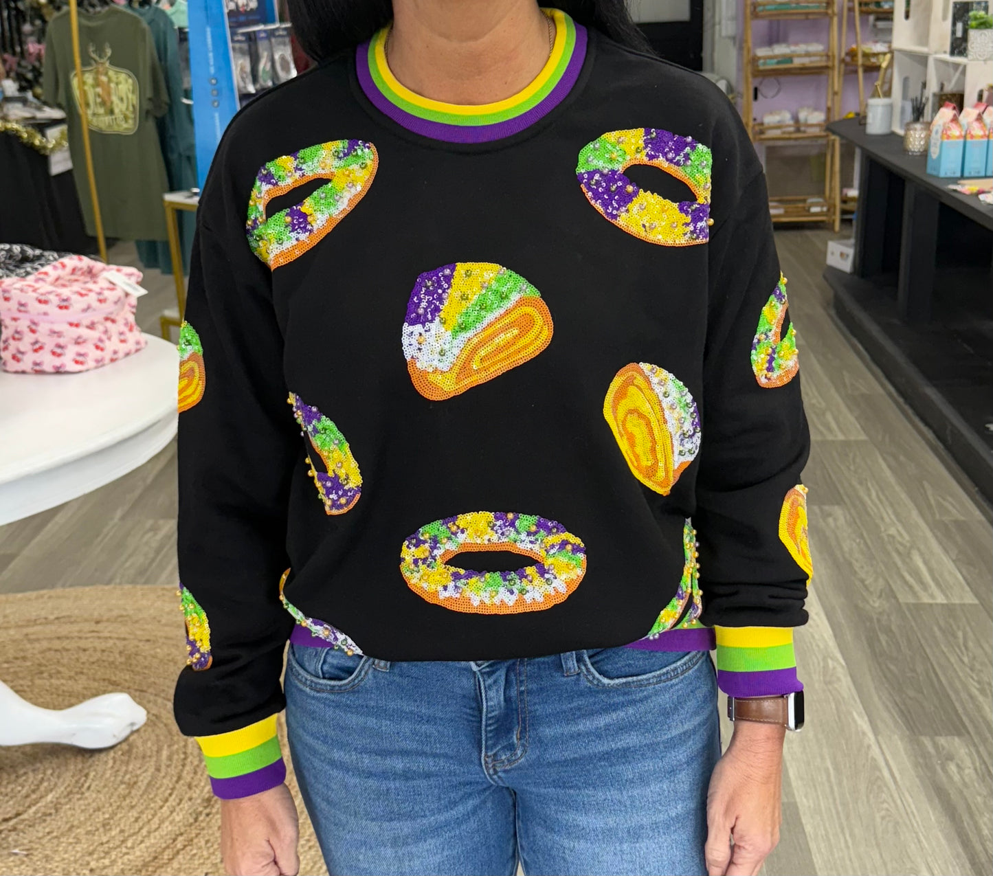 King Cake Sequin Sweatshirt