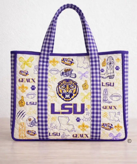 **PREORDER** LSU Licensed Quilted Tote
