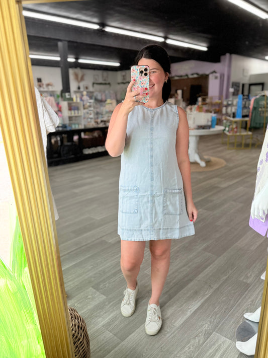 Light Denim Pocket Dress