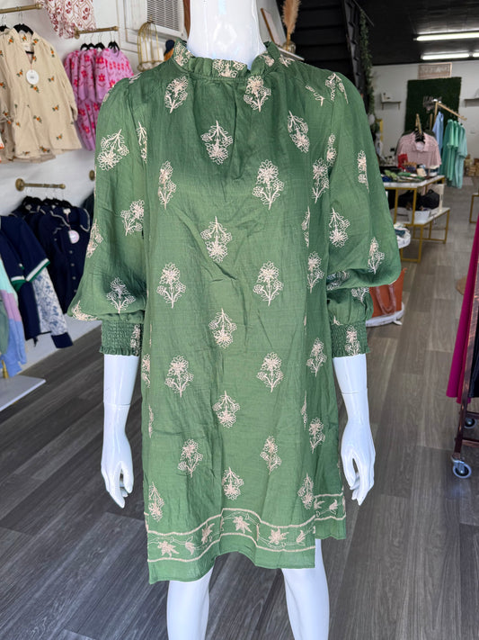 Green Embroidered Dress