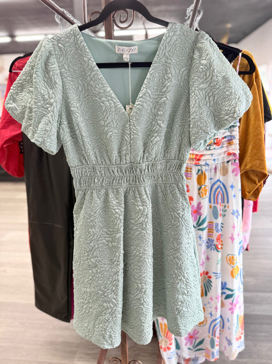 Sage Jacquard Dress