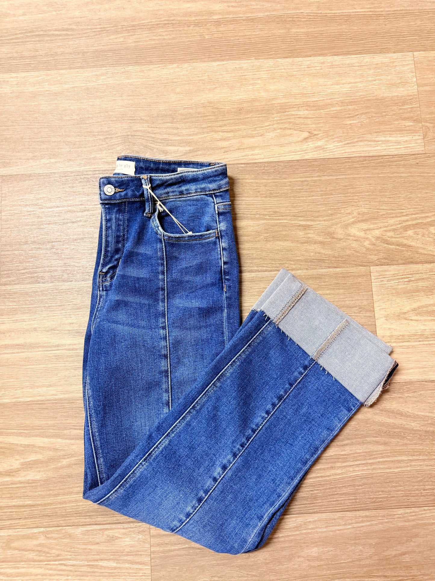 Stacie High Rise Cuffed Ankle Straight Jeans