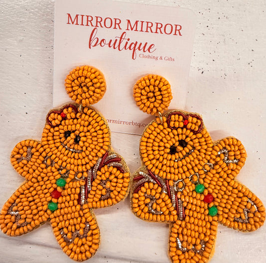 Beaded Gingerbread Earrings