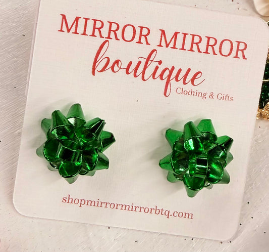 Green Bow Earrings