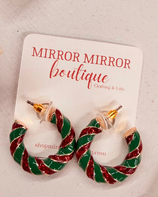 Red & Green Hoop Earrings