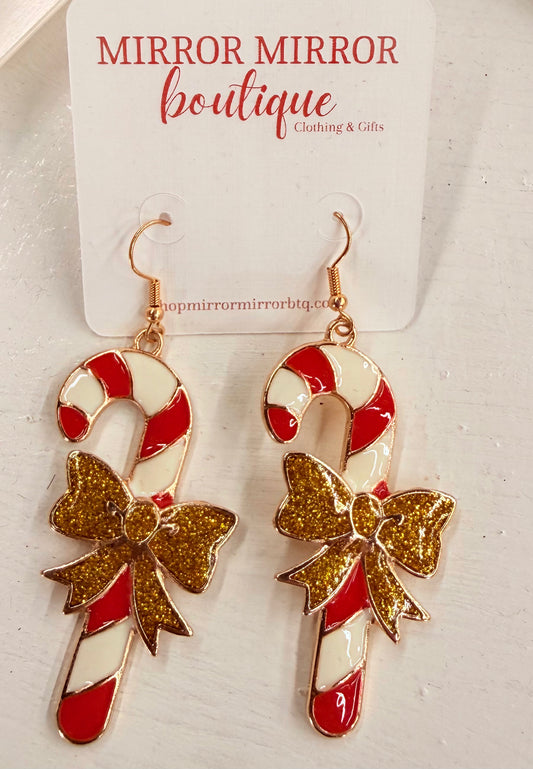 Candy Cane Bow Earrings