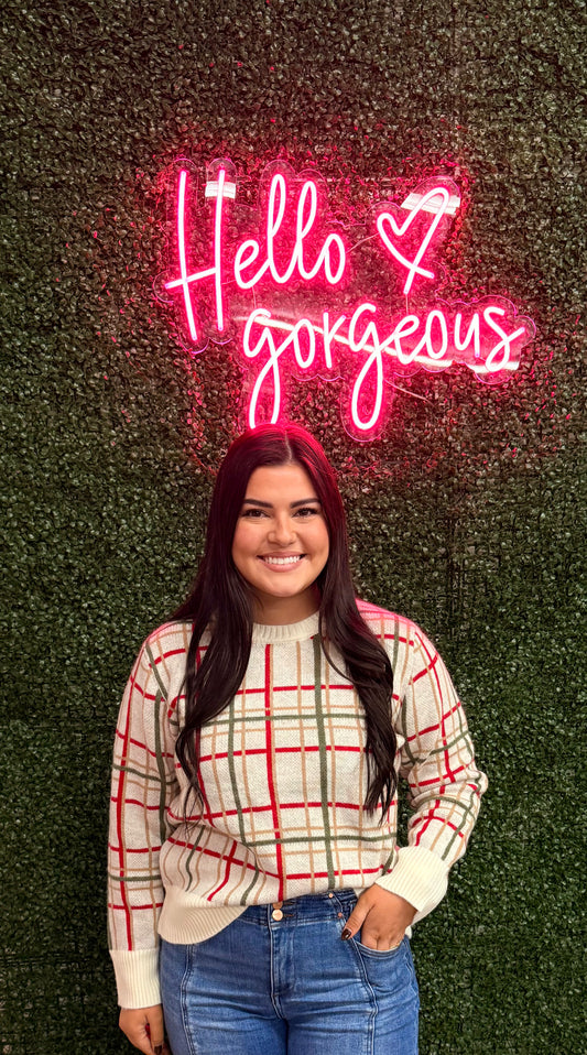 Christmas Plaid Sweater Top