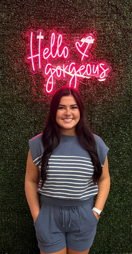 Blue Striped Short Set