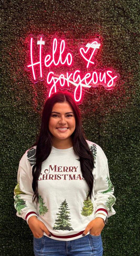 Merry Christmas Sequin Tree Sweater