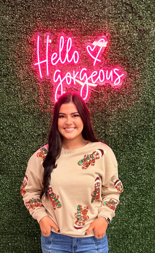 Sequin Gingerbread Top