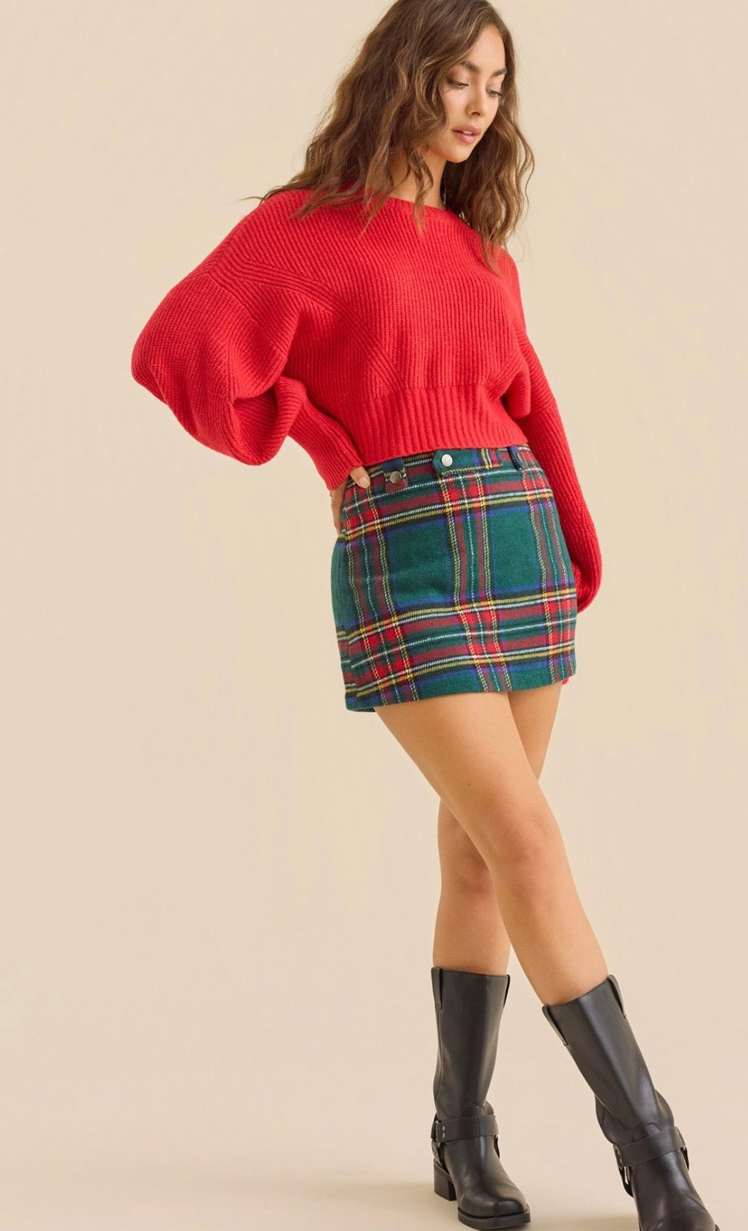 Christmas Plaid Holiday Skort