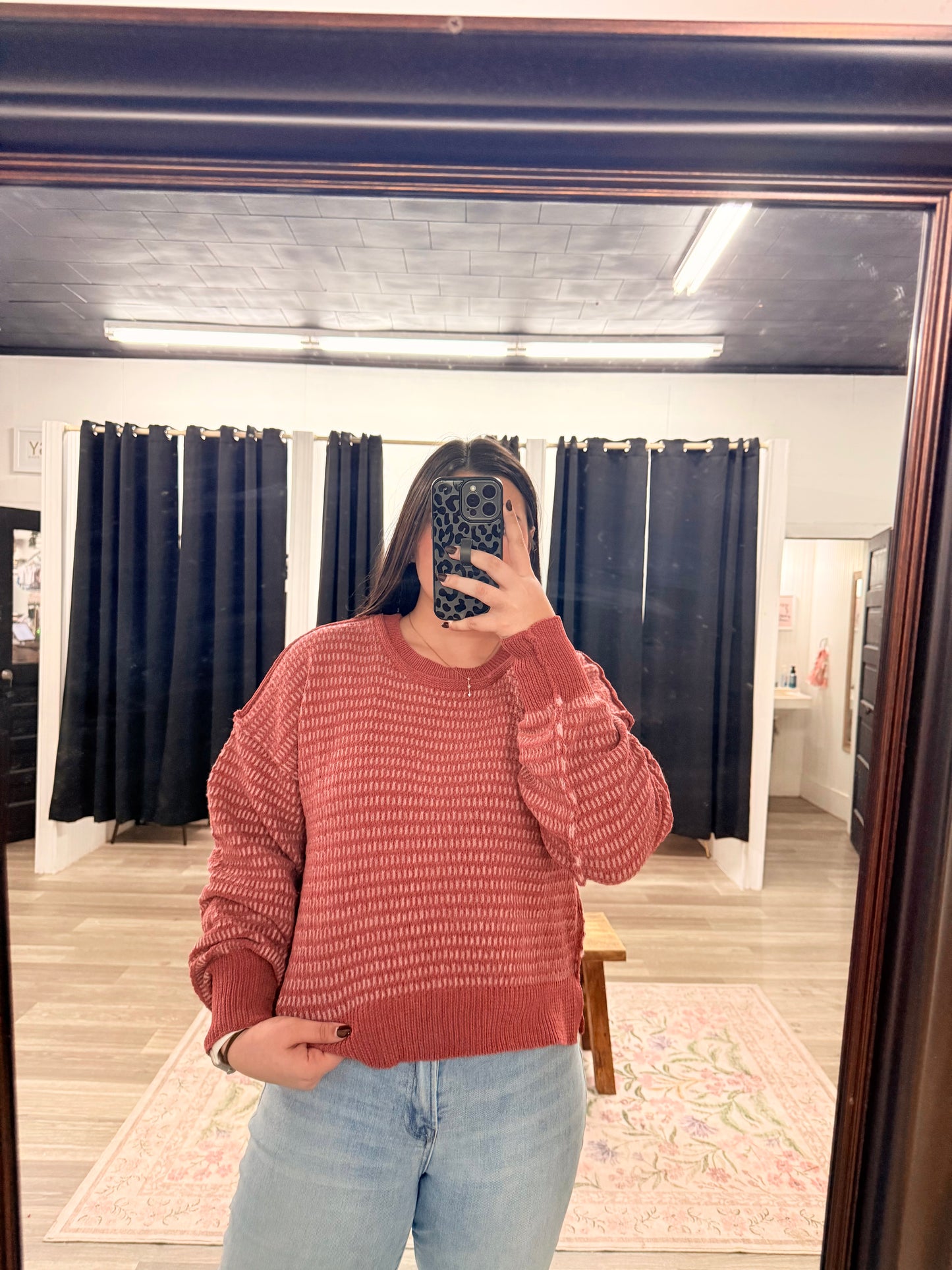Mauve Two Tone Sweater Top