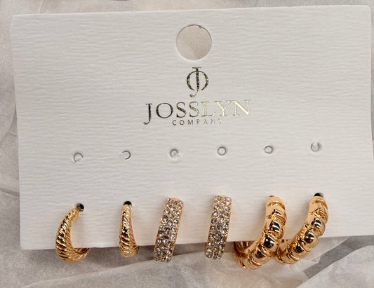 Textured & Rhinestone Earrings Set