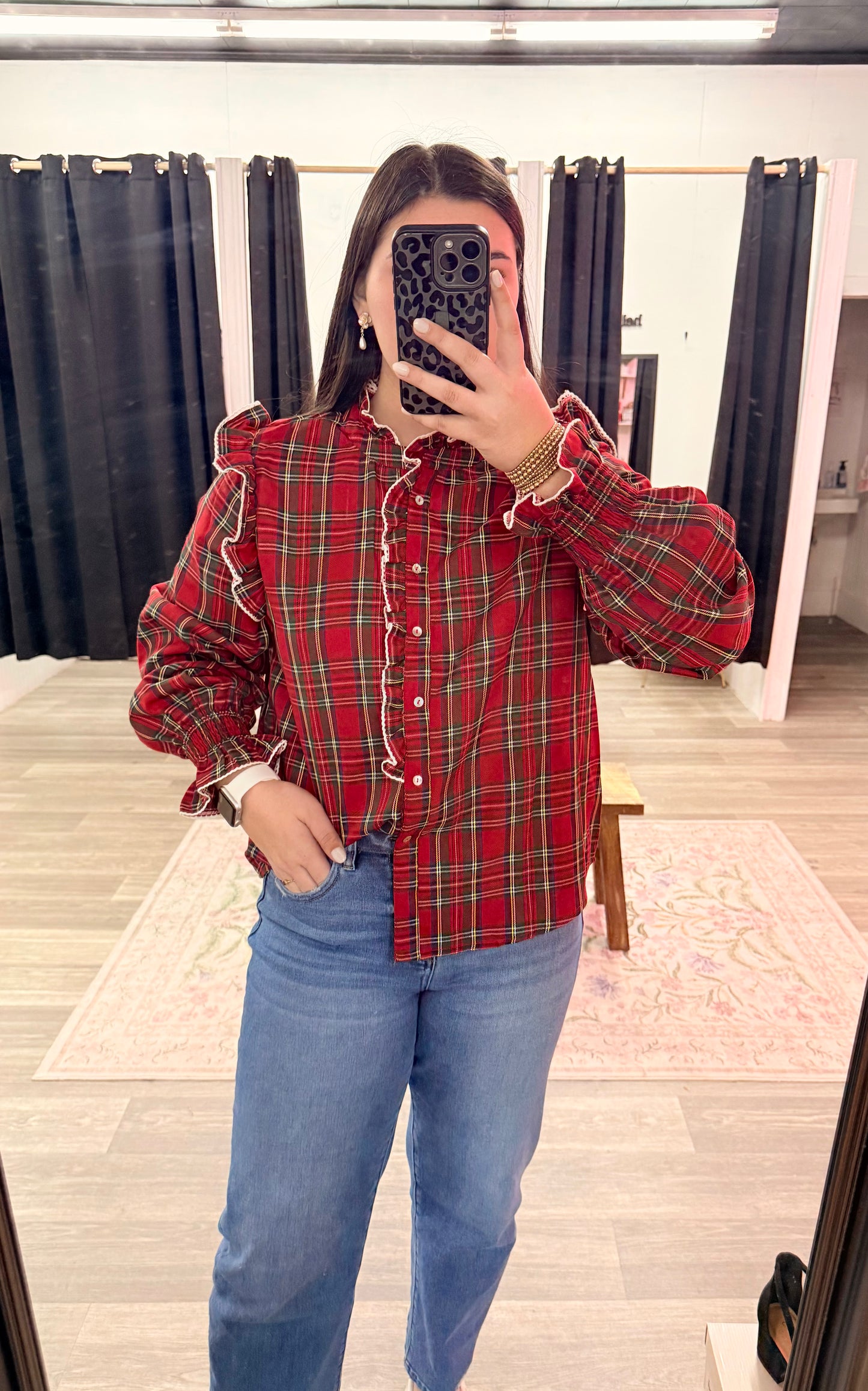 Christmas Plaid Ruffle Top