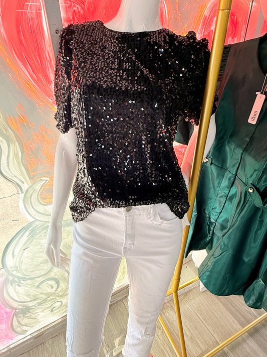 Black Sequin Top