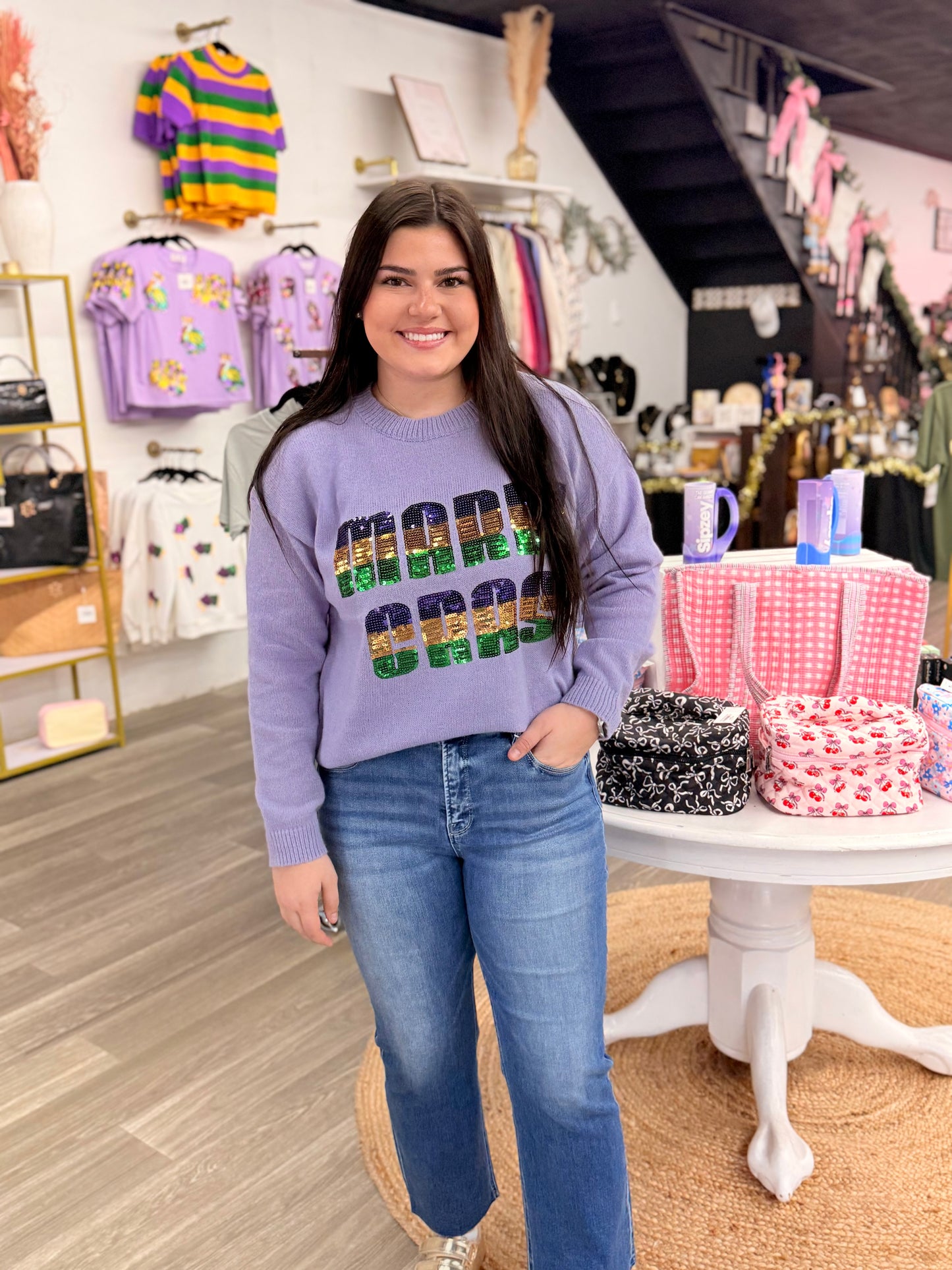 Mardi Gras Sequin Lavender Top