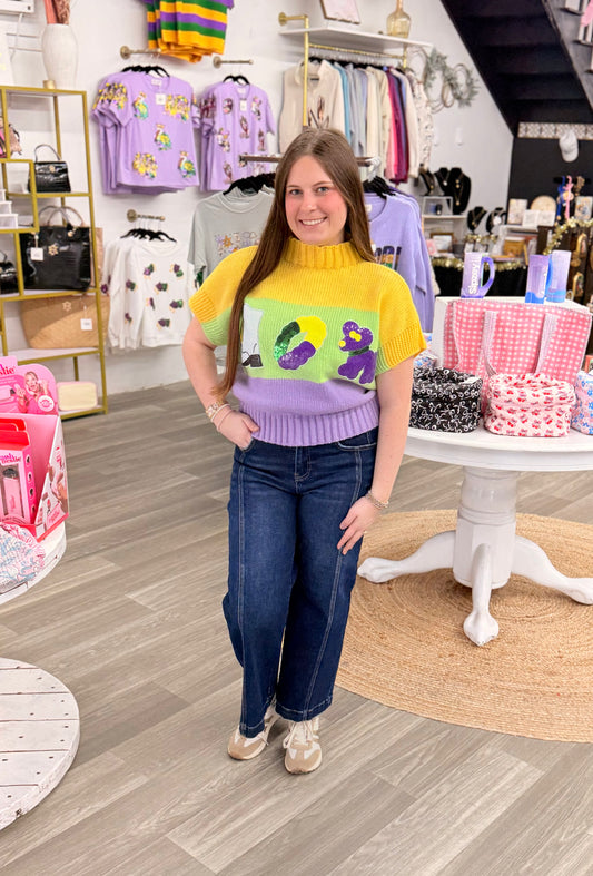 Mardi Gras Icon Sweater Top