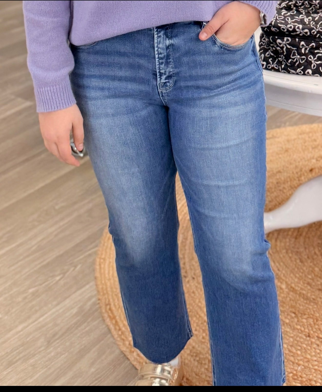 Lauren High Rise Crop Straight Jeans
