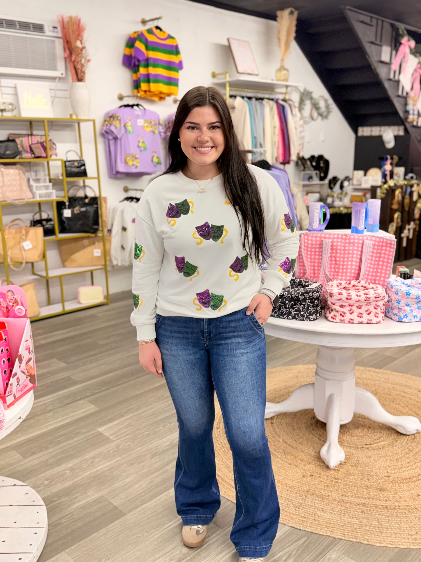 Mardi Gras Mask Sequin Top