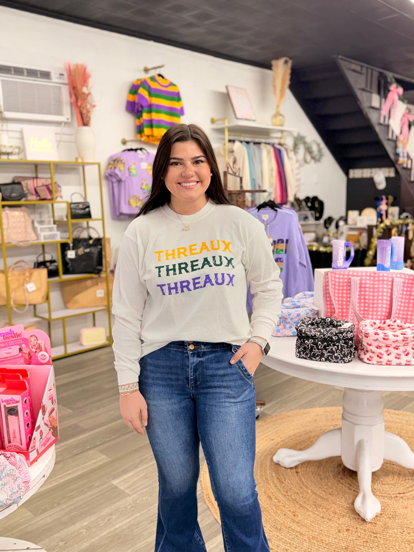 Threaux Mardi Gras Long Sleeve Tee
