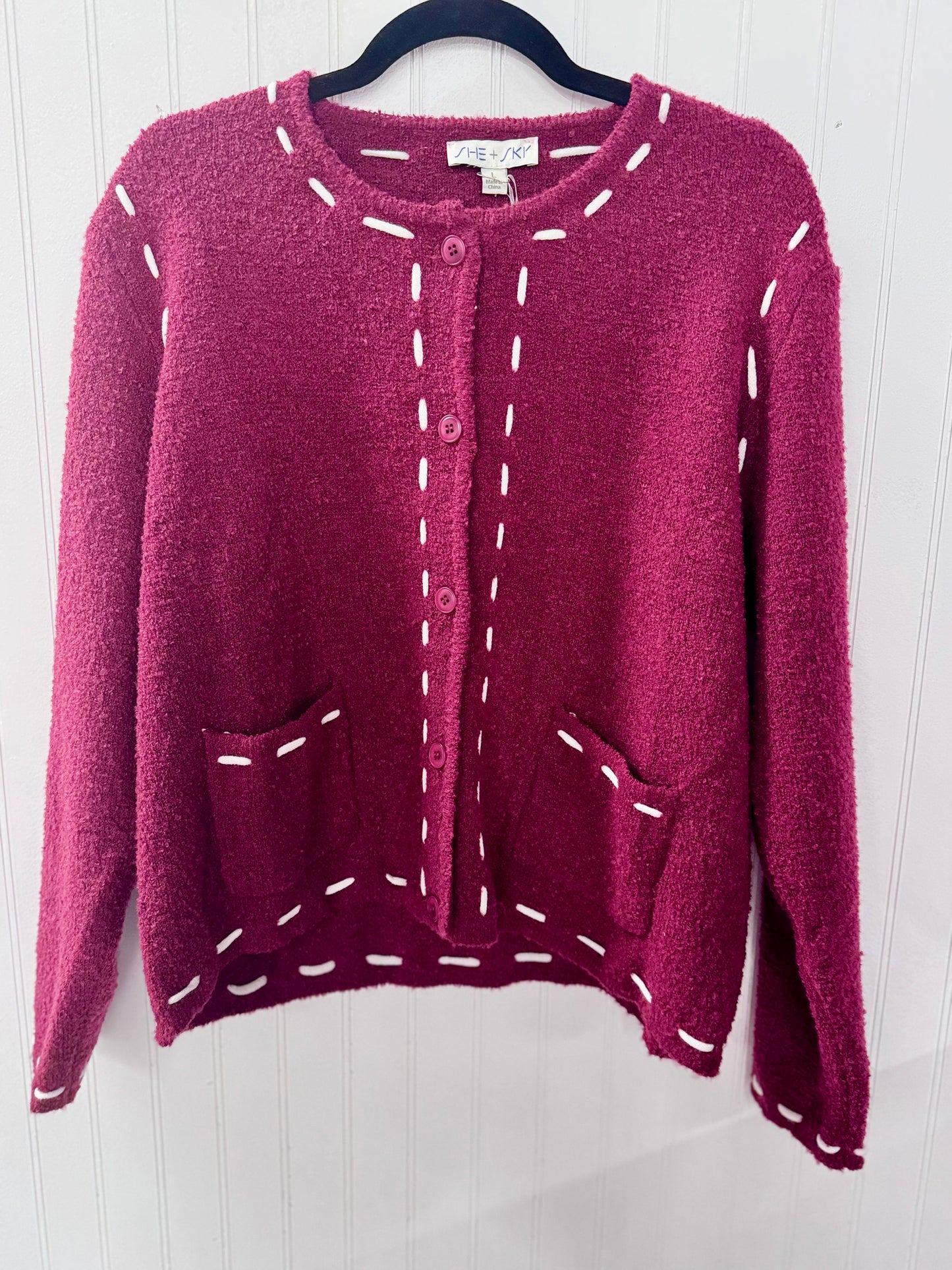 Wine Cardigan Sweater Top