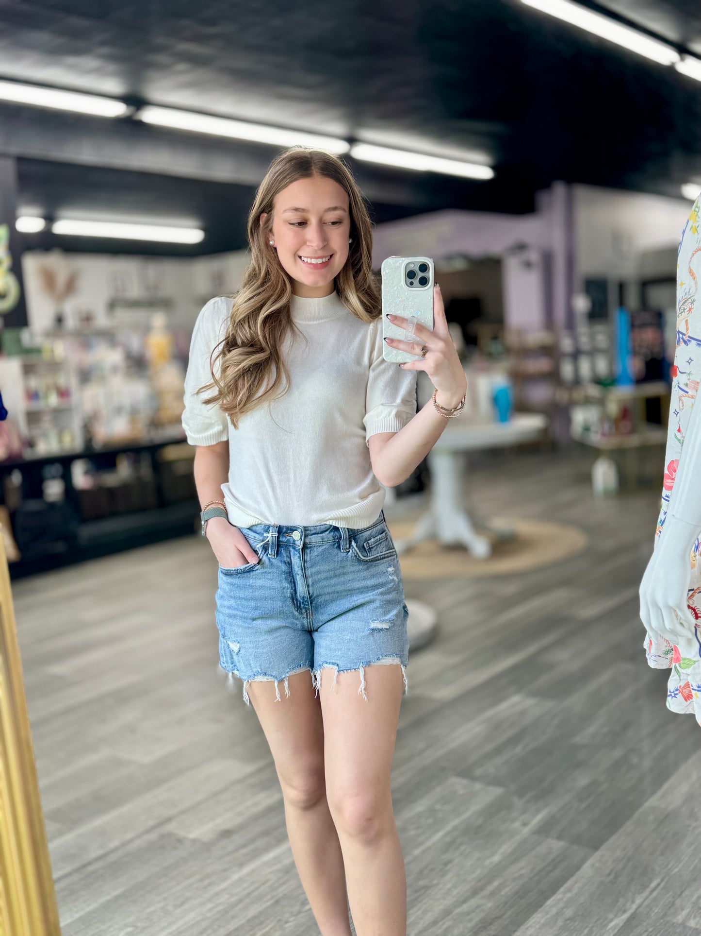 Rebecca High Rise Distressed Shorts