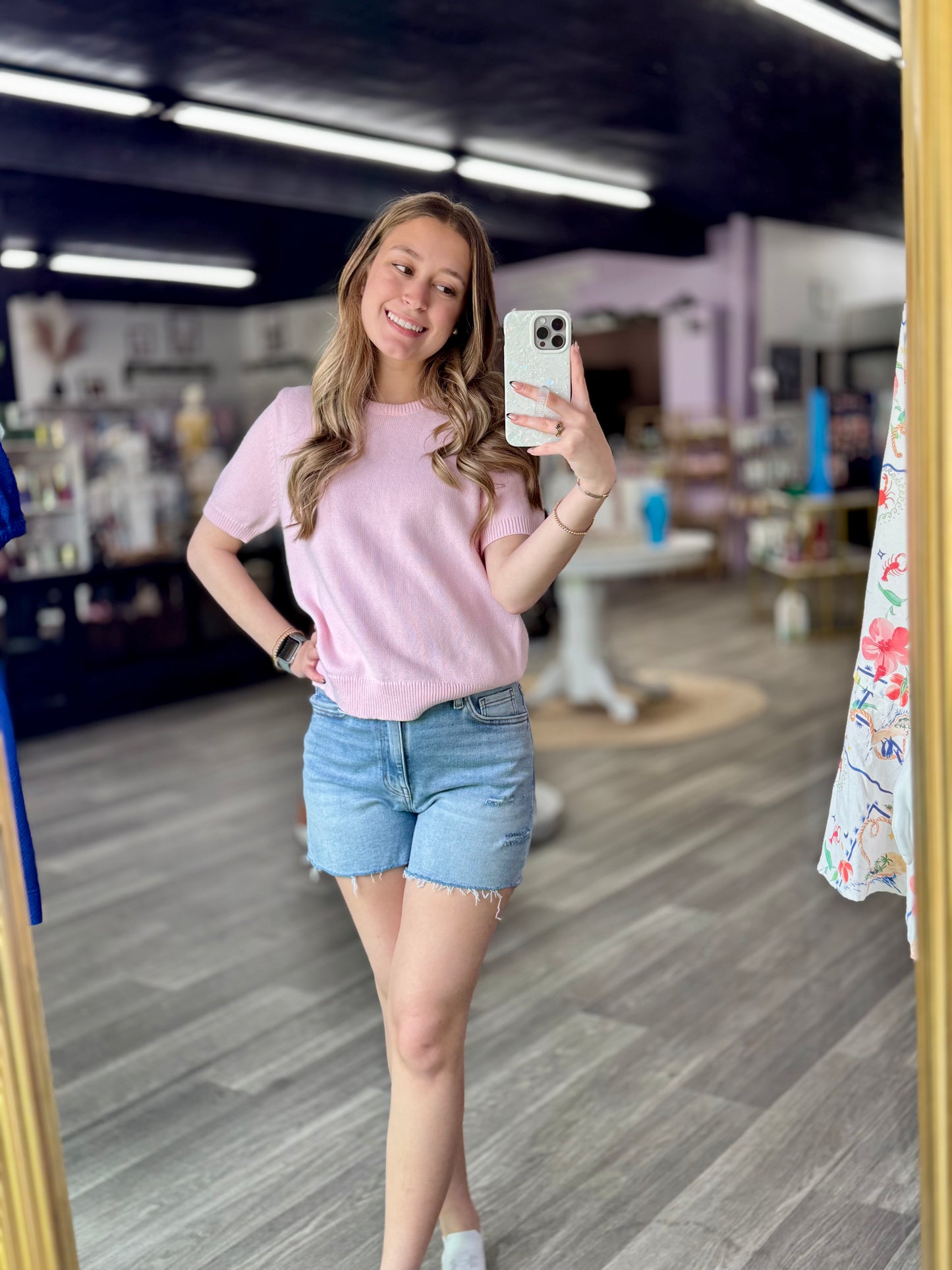 Josie Distressed A-line Denim Shorts