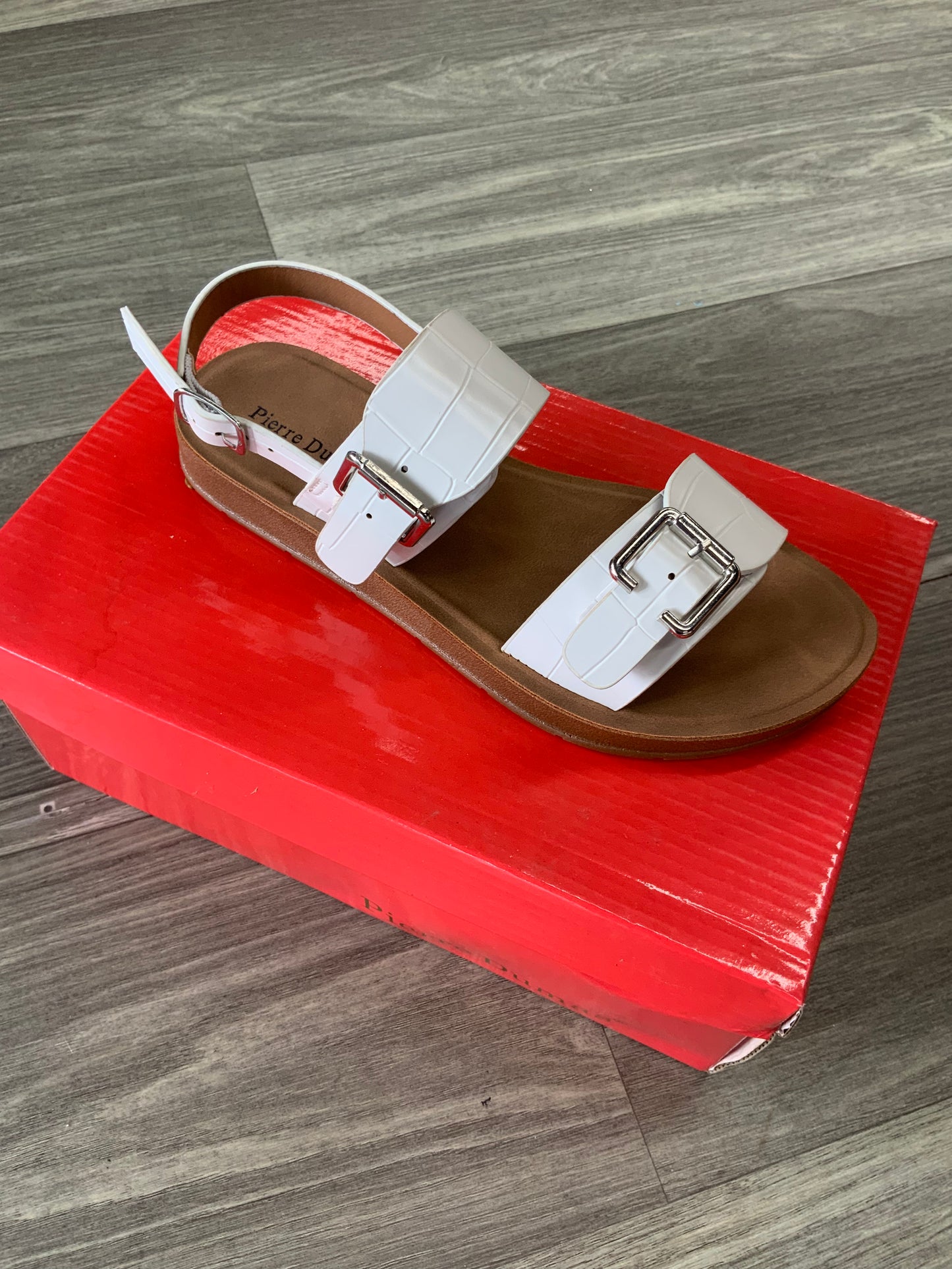 White Bette Buckle Sandals