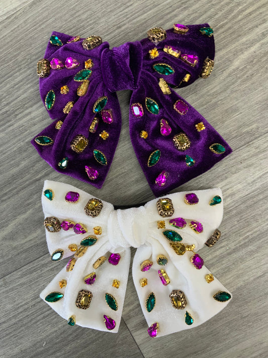 MG Velvet Jeweled Bow