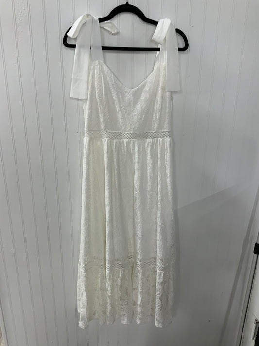 White Lace Detail Midi Dress