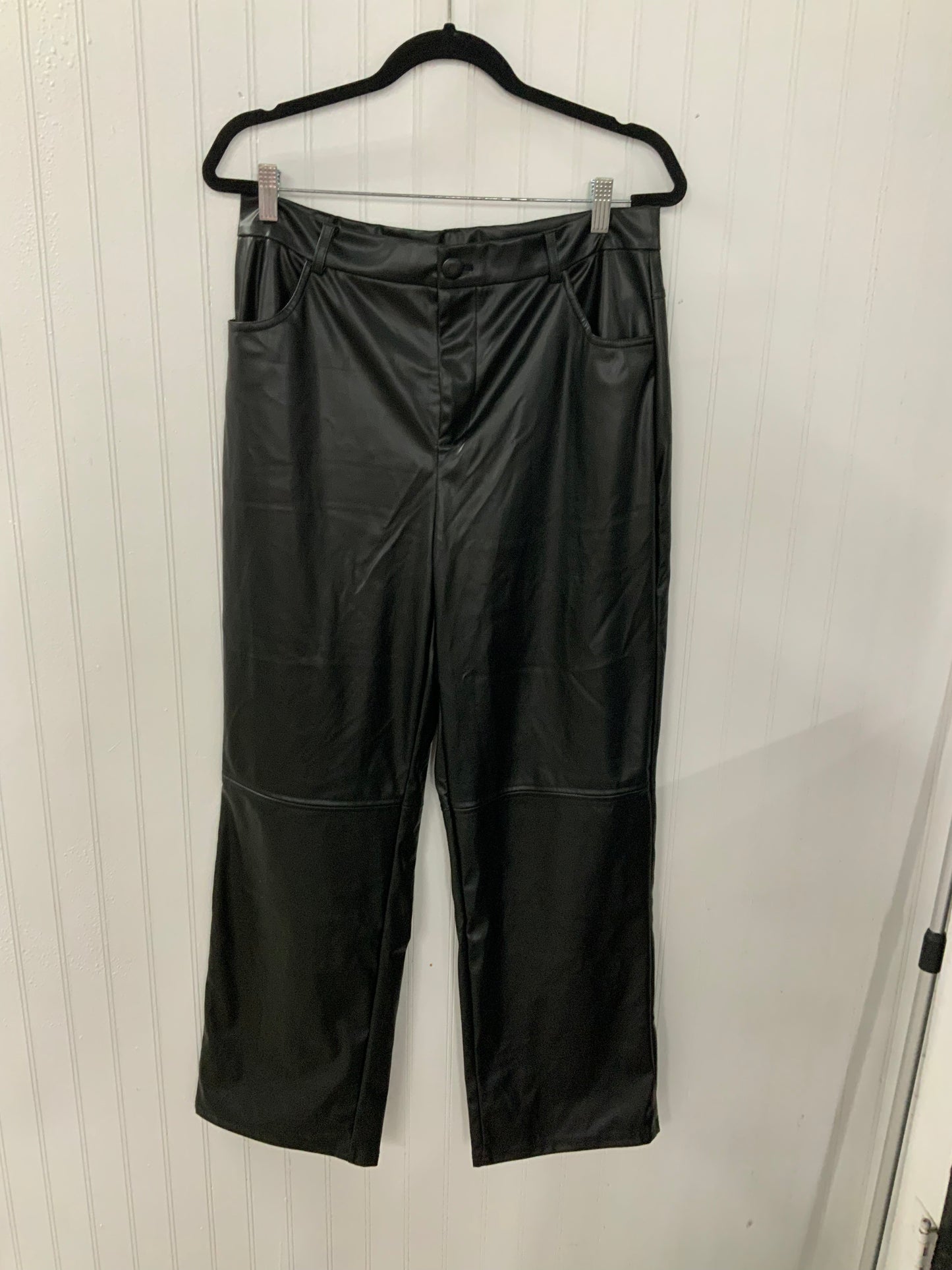Jane Black Leather Straight Leg Pants