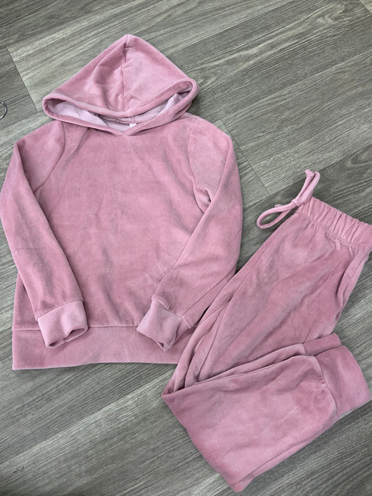 Tween Pink Velvet Hoodie Set