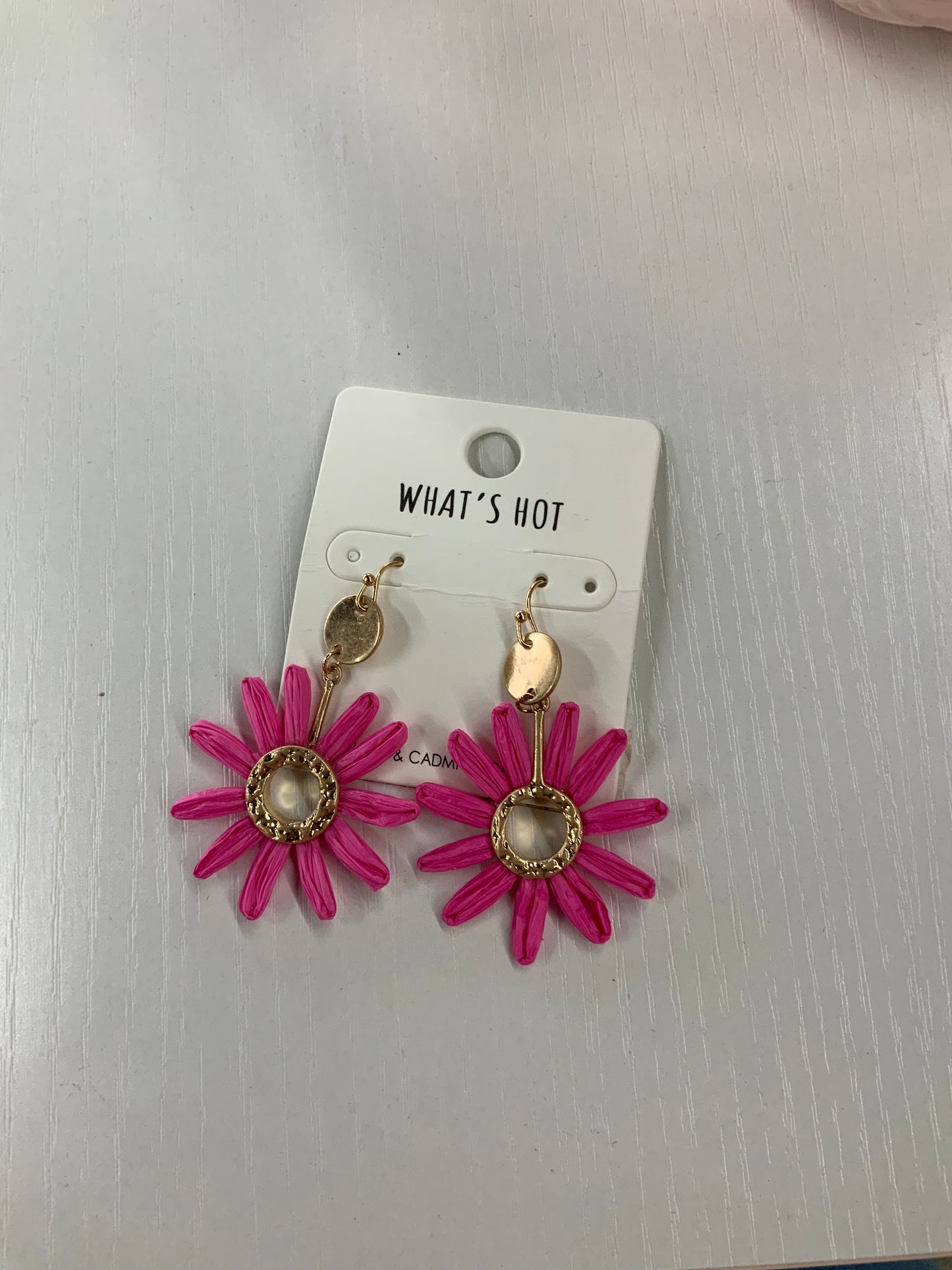 Pink & Gold Flower Earrings