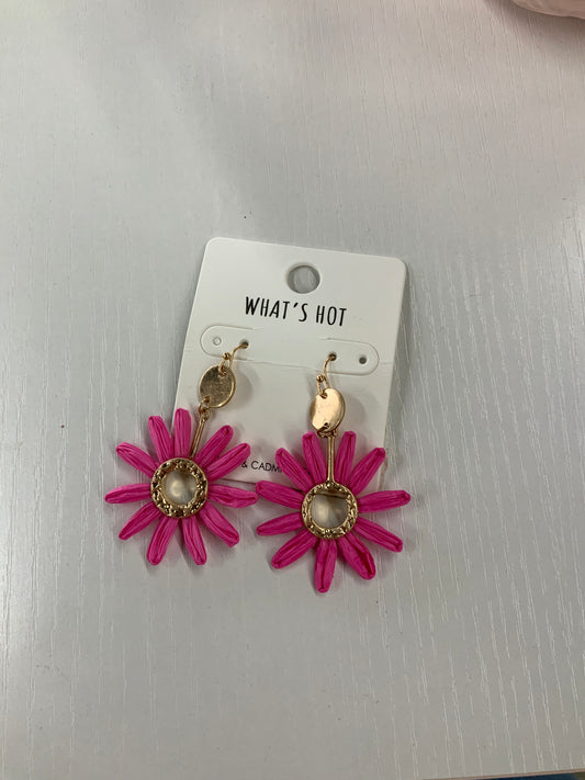 Pink & Gold Flower Earrings