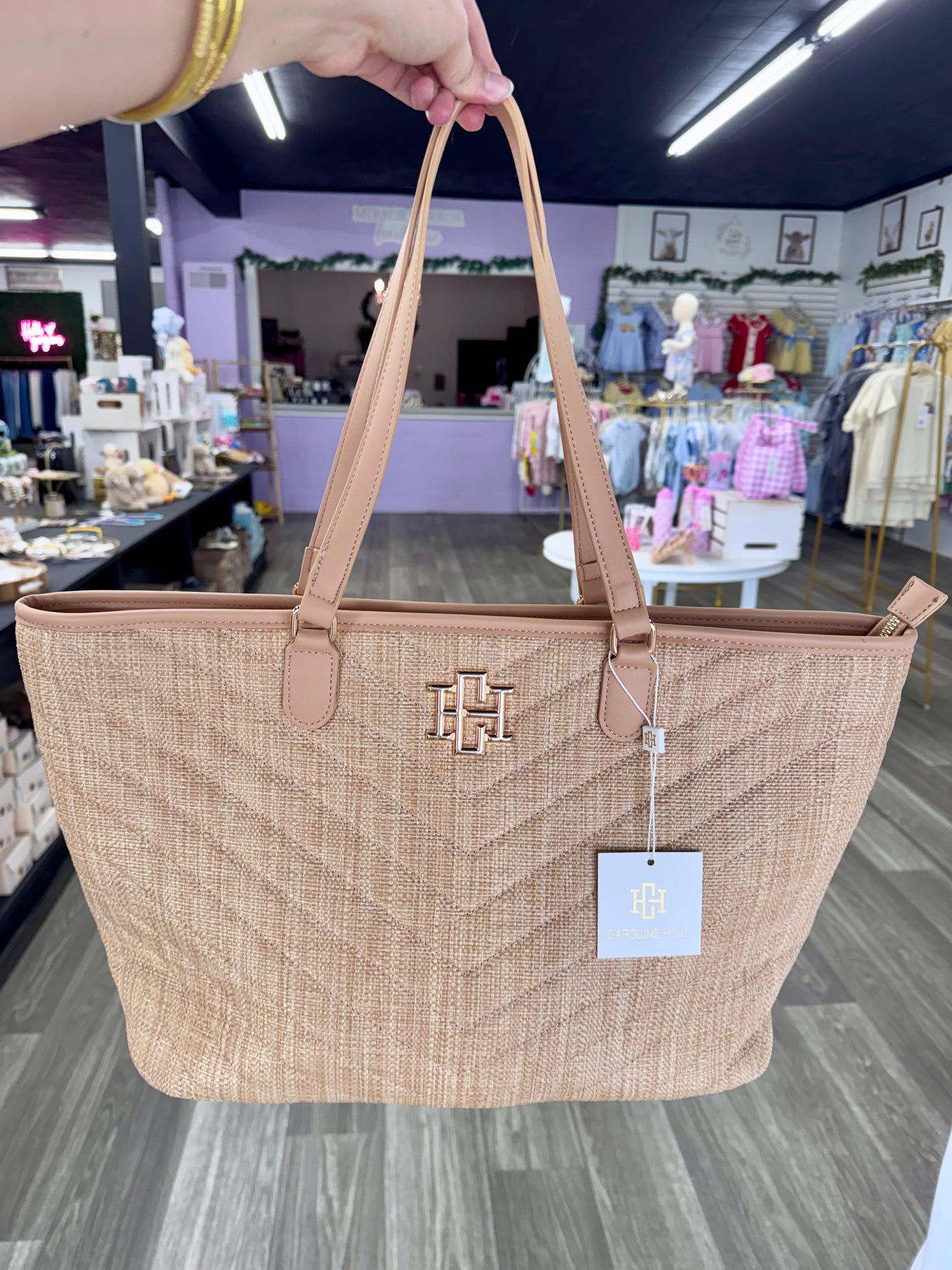 James Natural Quilted Tote