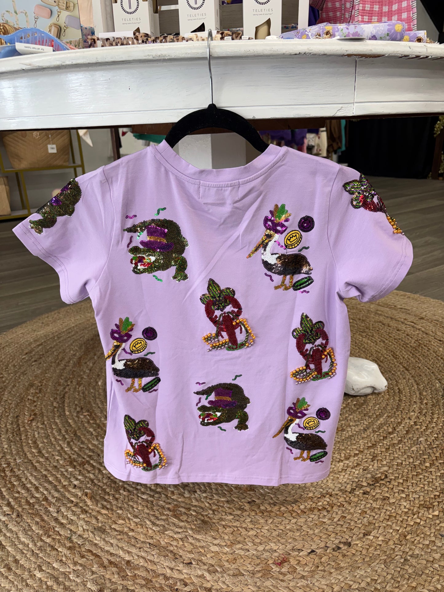 Tween Cajun Mardi Gras Sequin Top