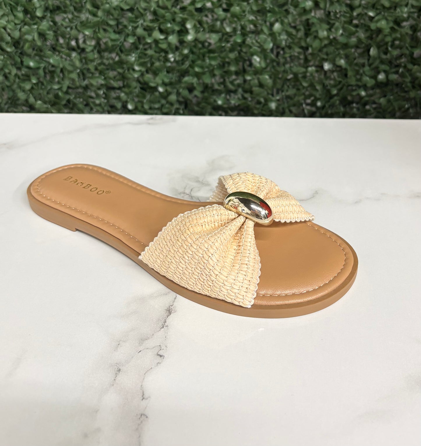 Raffia Gold Ring Sandals