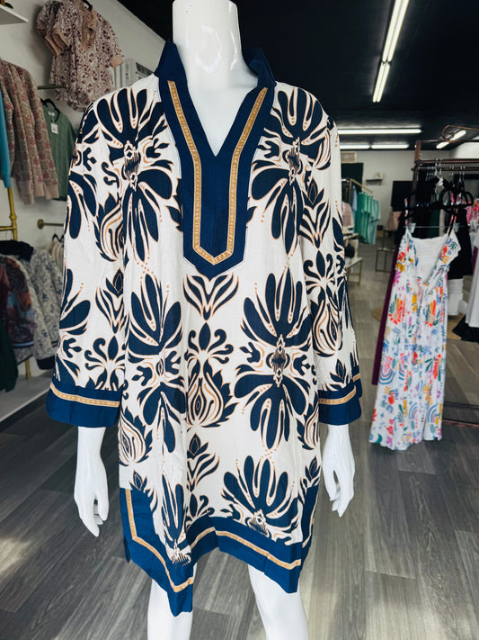 Navy & Gold Mix Dress