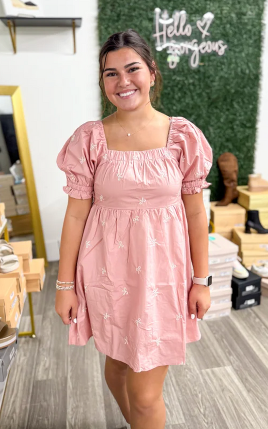 Blush Bow Detail Dress