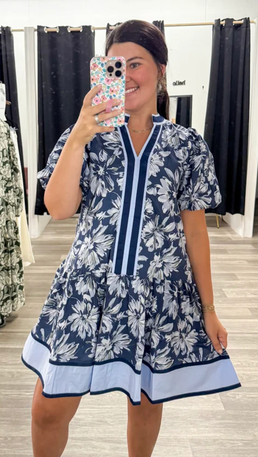 Navy Floral Dress