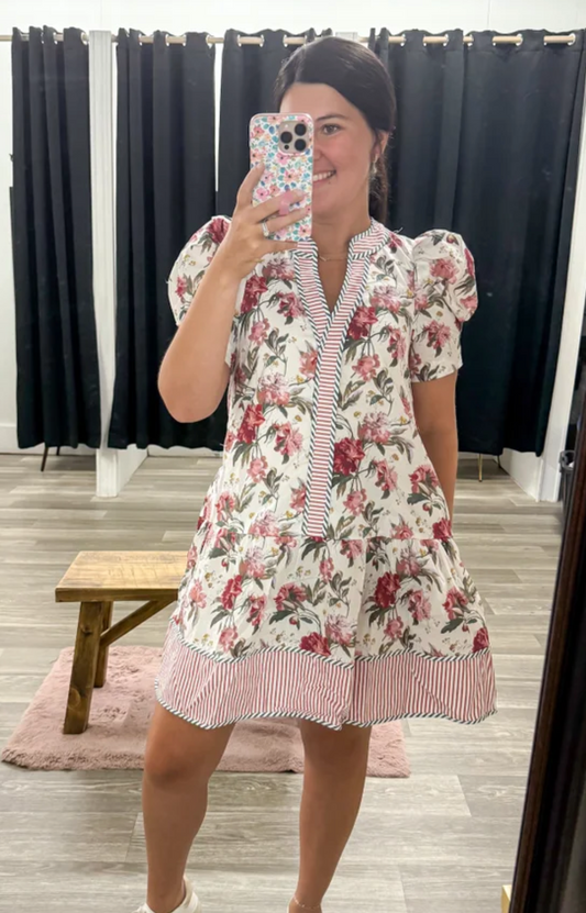 Cream Floral Detail Dress