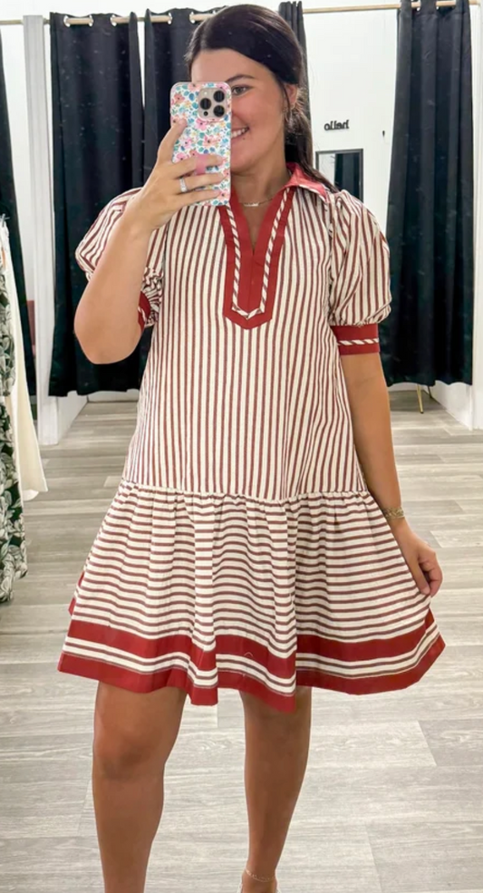 Rust Striped Dress