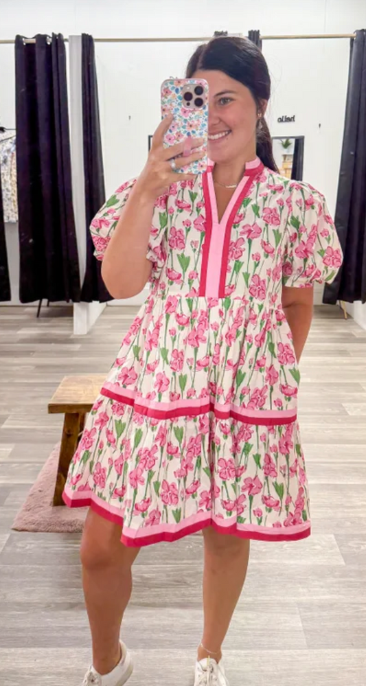Pink & Red Floral Dress