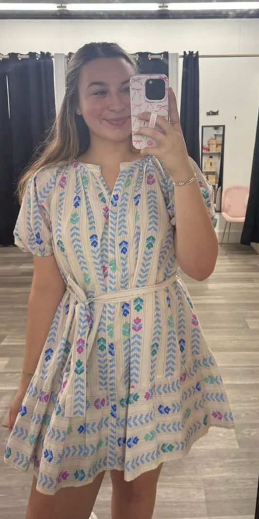 Off White Mix Print Dress