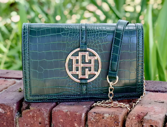 Cecilia Circle Logo Handbag Hunter Green EC