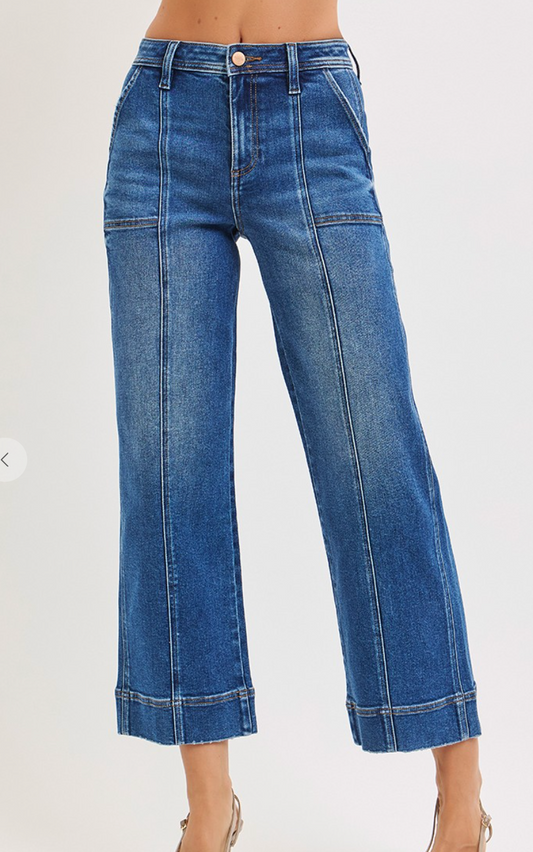 Anna High Rise Cropped Detail Jeans