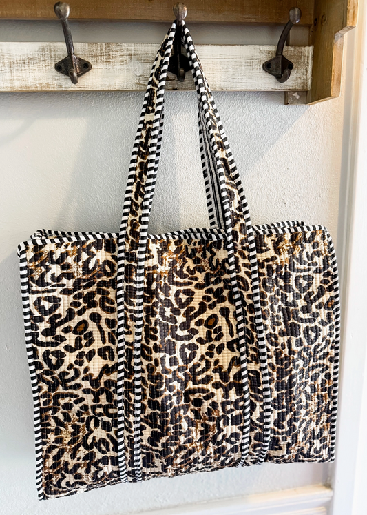 Leopard Quilted Tote