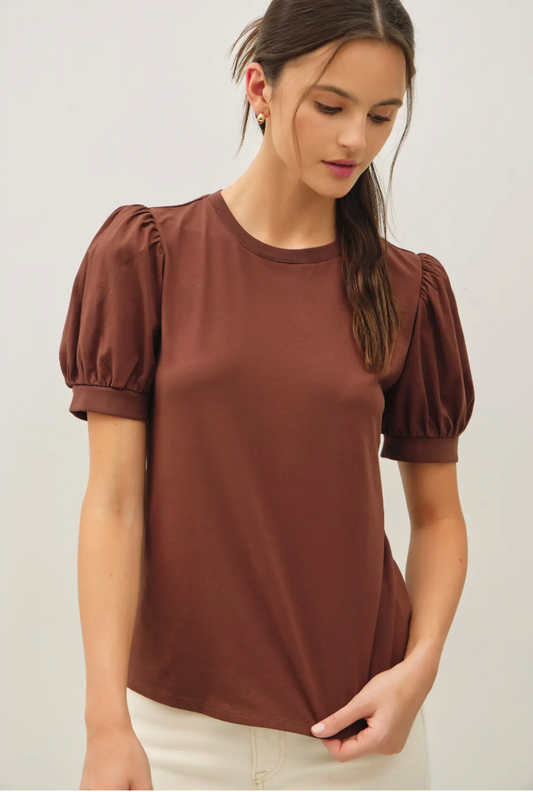 Chocolate Puff Sleeve Top
